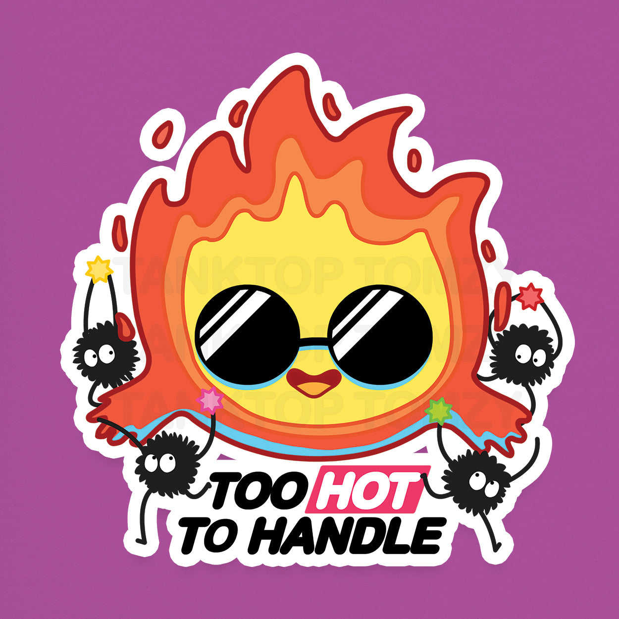 Calcifer is TOO HOT! 3" Vinyl Sticker