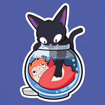 Jiji wants fish! 3" Vinyl Sticker