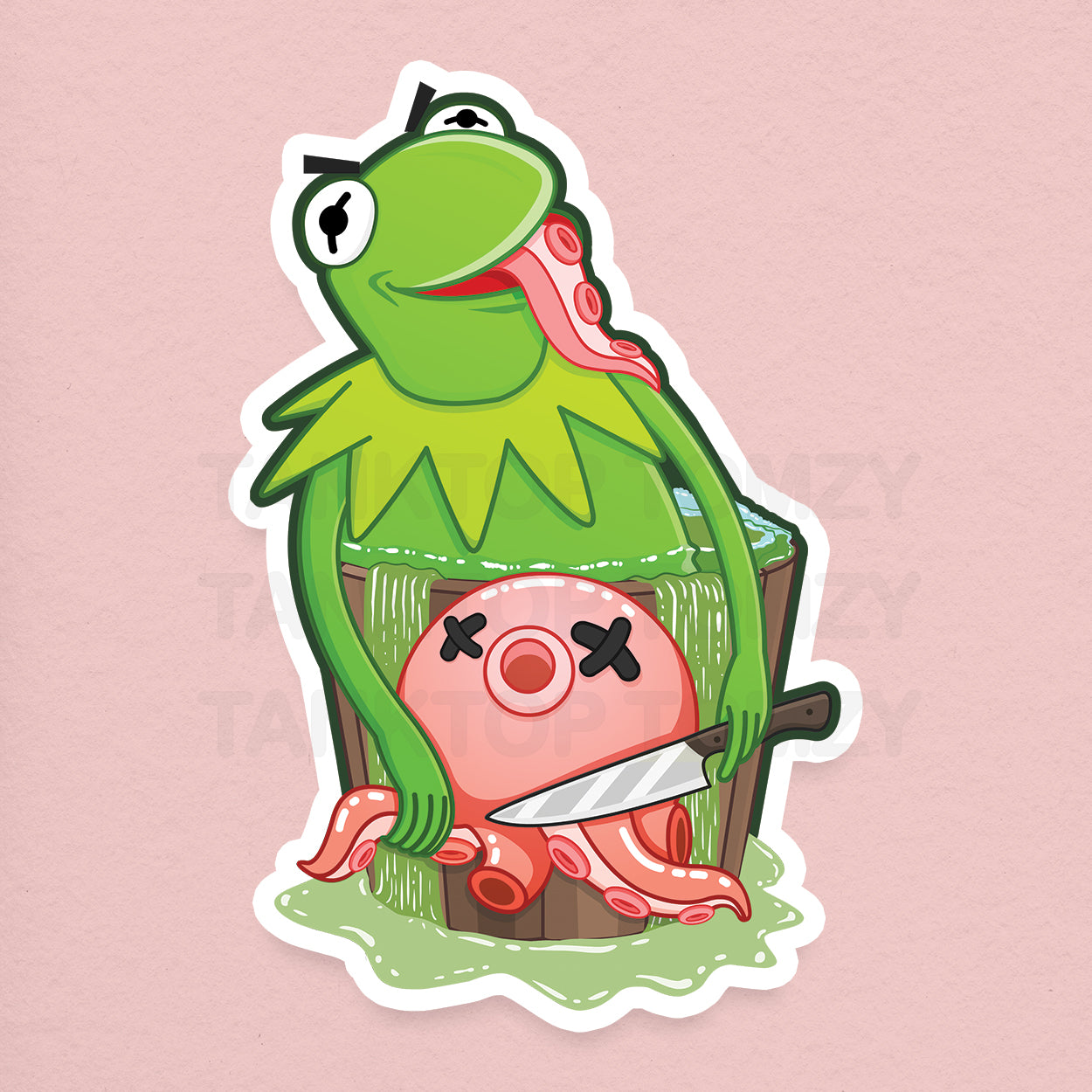 Kermit Loves Octopus! 3" Vinyl Sticker