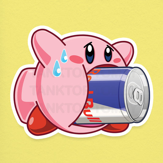 Kirby Drinks Redbull! 3" Vinyl Sticker