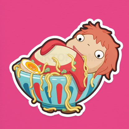 Ponyo loves Ramen! 3" Vinyl Sticker