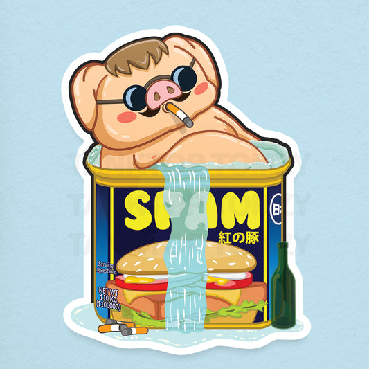 Porco Loves Spam! 3" Vinyl Sticker