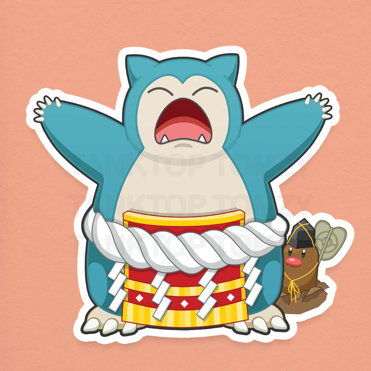 Snorlax does Sumo! 3" Vinyl Sticker